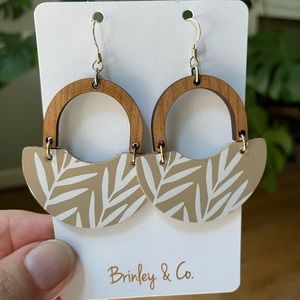 Brinley & Co. leather, wood and sterling silver earrings